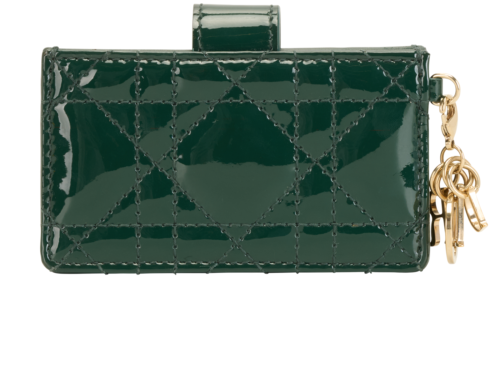 Christian Dior Lady Dior Jasmine Card Holder, &pound;220, Accessories, Green, Patent Leather, Back view